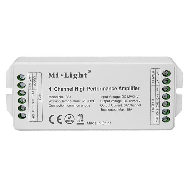 PA4 4-Channel Hight Performance Amplifier For SC/CCT/RGB/RGBW LED strip light kit